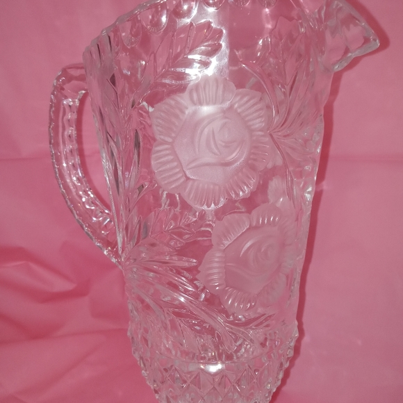 Accents Vintage Cut Glass Pitcher Vase With Frosted Flowers Poshmark